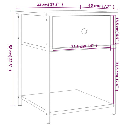 Nachtkastjes 2 St 44X45X58 Cm Bewerkt Hout Gerookt Eikenkleurig