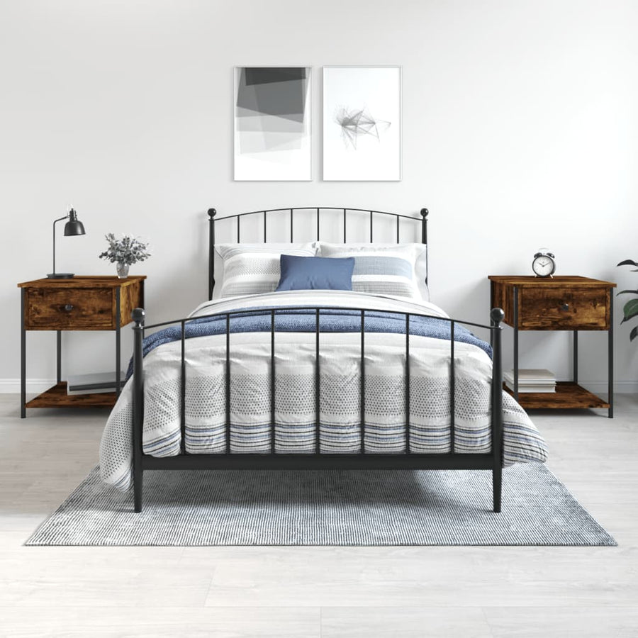 Nachtkastjes 2 St 44X45X58 Cm Bewerkt Hout Gerookt Eikenkleurig
