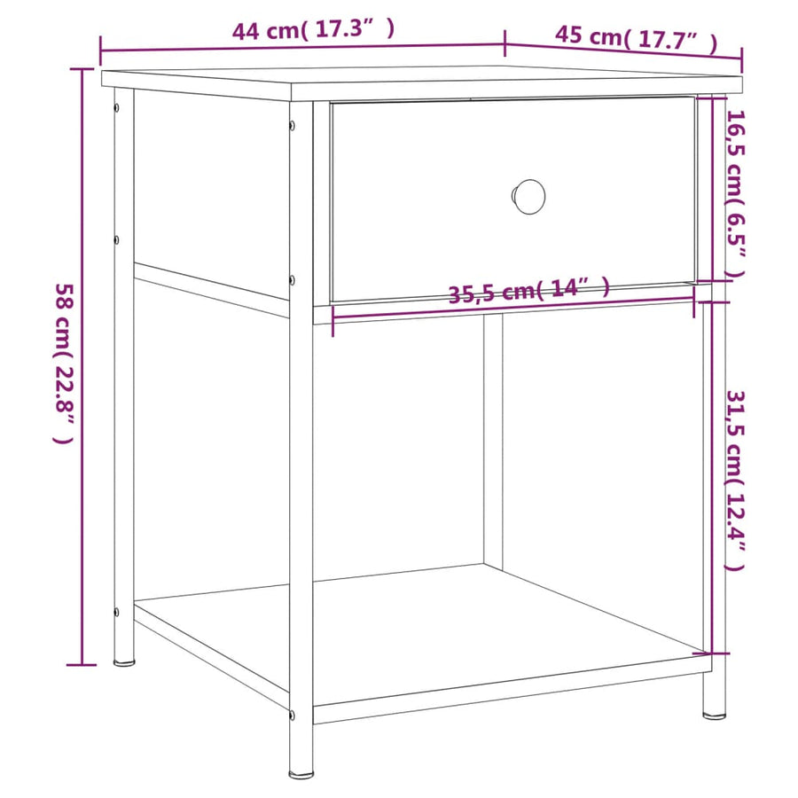 Nachtkastjes 2 St 44X45X58 Cm Bewerkt Hout Grijs Sonoma Eiken