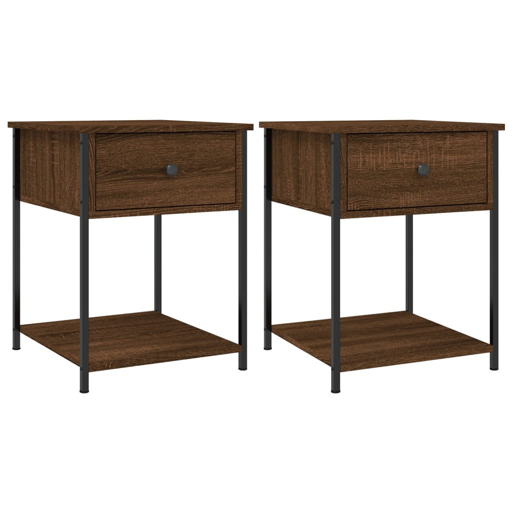 Nachtkastjes 2 St 44X45X58 Cm Bewerkt Hout Bruin Eikenkleur