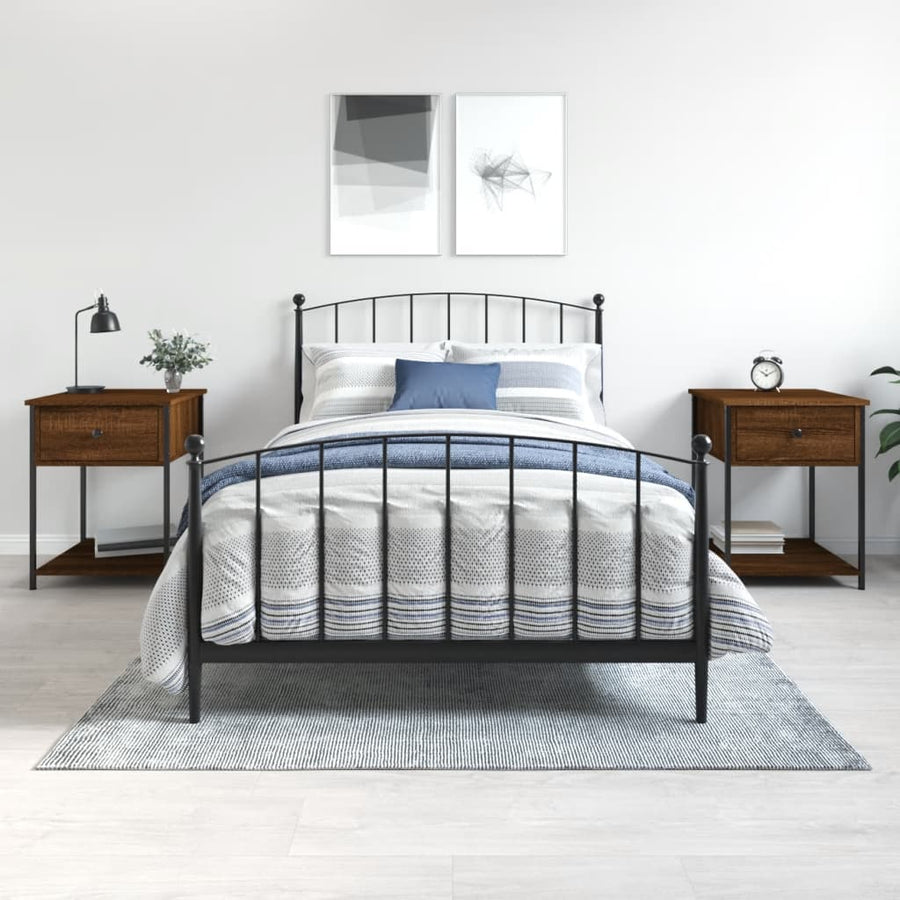Nachtkastjes 2 St 44X45X58 Cm Bewerkt Hout Bruin Eikenkleur
