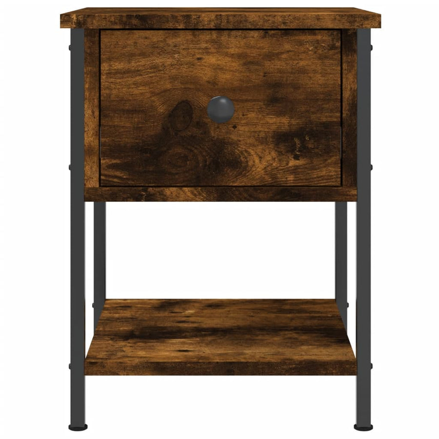 Nachtkastje 34X35,5X45 Cm Bewerkt Hout Kleurig 1 Gerookt eiken