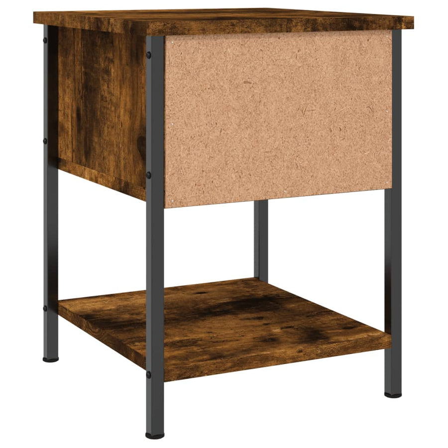 Nachtkastje 34X35,5X45 Cm Bewerkt Hout Kleurig 1 Gerookt eiken