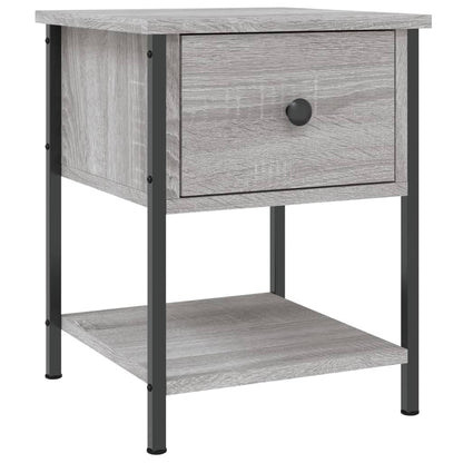 Nachtkastje 34X35,5X45 Cm Bewerkt Hout Eikenkleur 1 Grijs sonoma