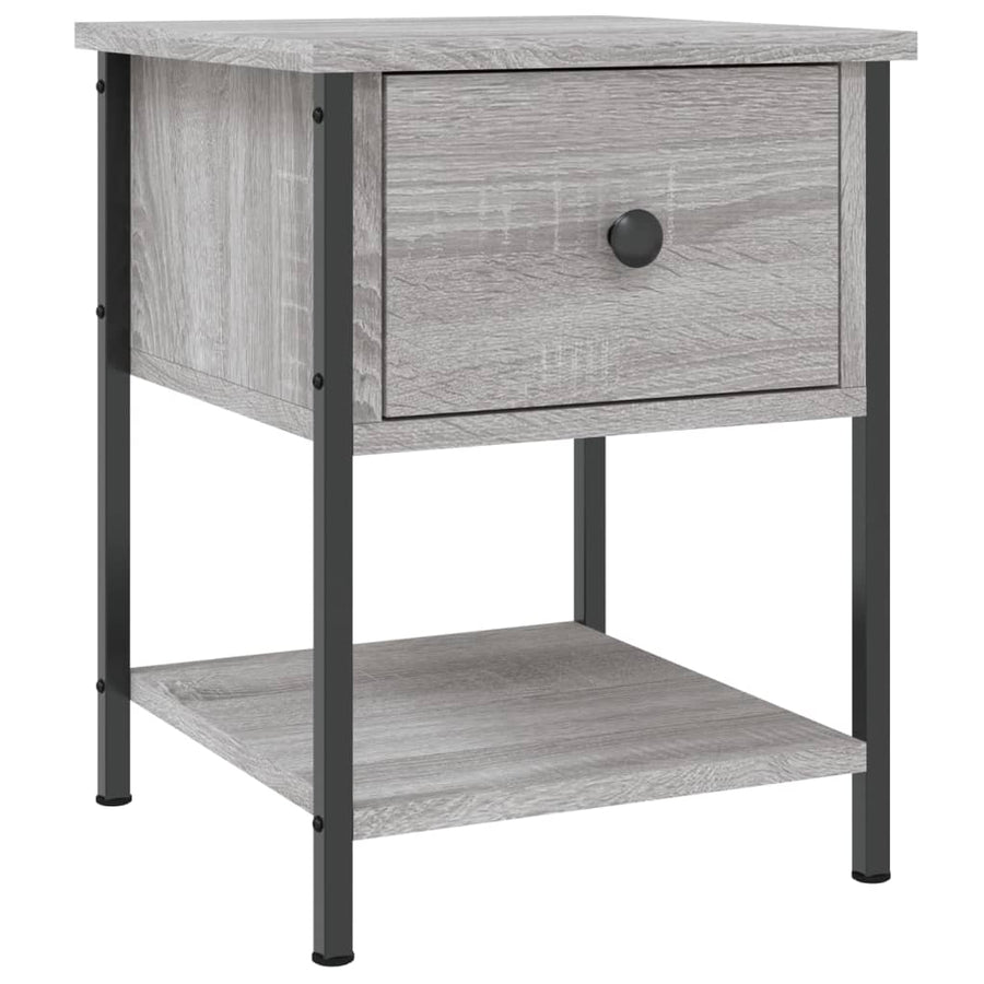 Nachtkastje 34X35,5X45 Cm Bewerkt Hout Eikenkleur 1 Grijs sonoma