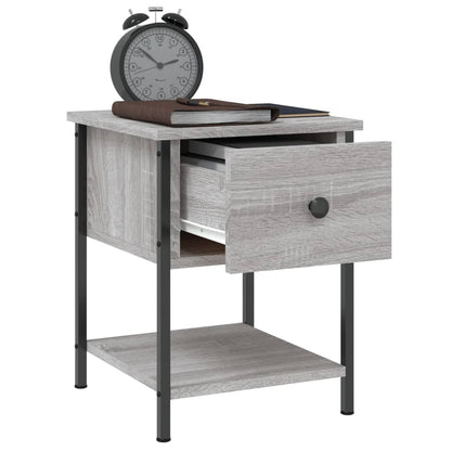 Nachtkastje 34X35,5X45 Cm Bewerkt Hout Eikenkleur 1 Grijs sonoma
