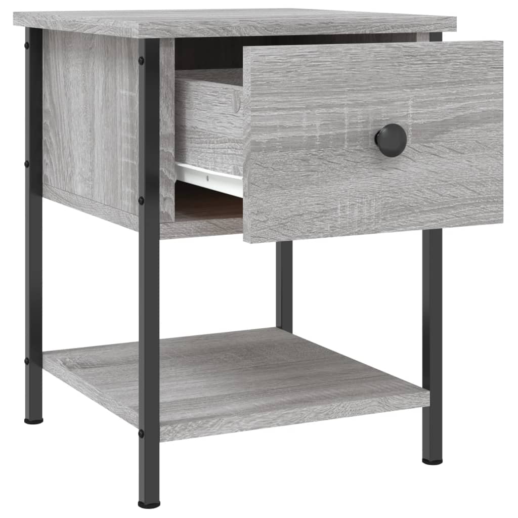 Nachtkastje 34X35,5X45 Cm Bewerkt Hout Eikenkleur 1 Grijs sonoma