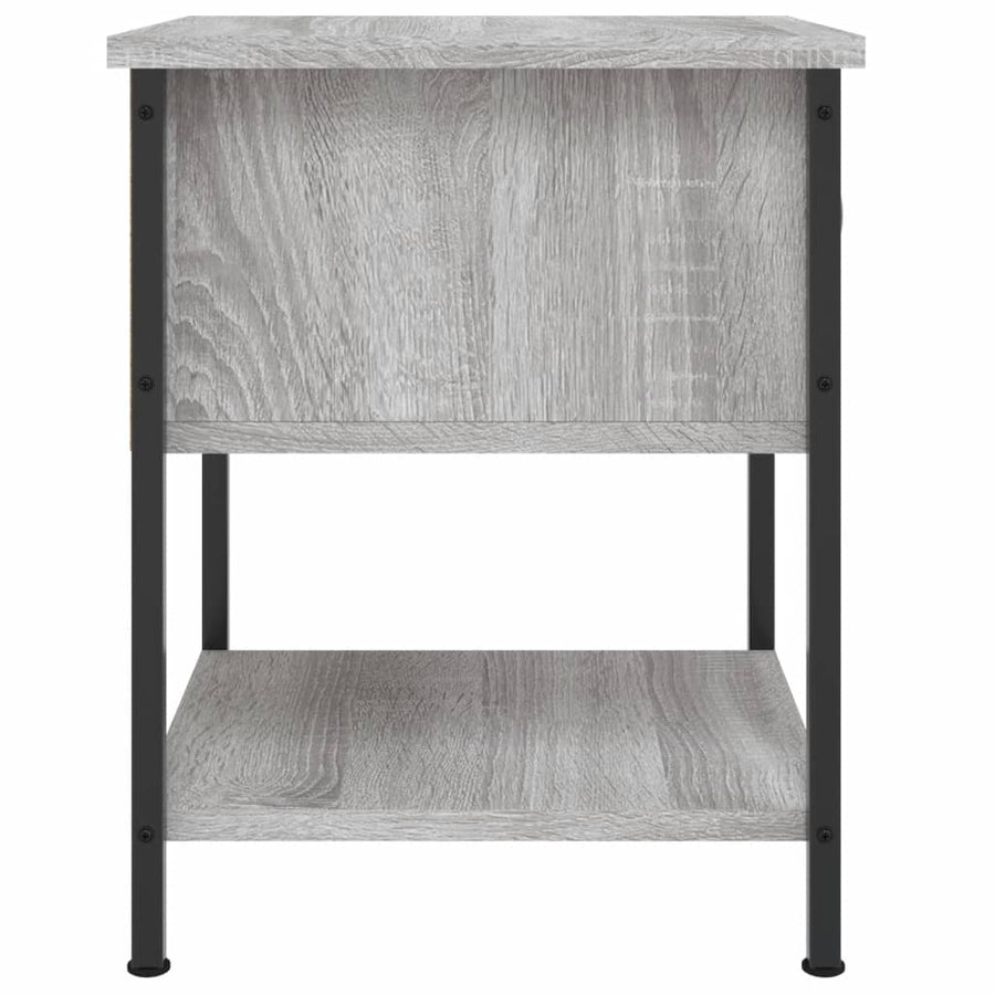 Nachtkastje 34X35,5X45 Cm Bewerkt Hout Eikenkleur 1 Grijs sonoma