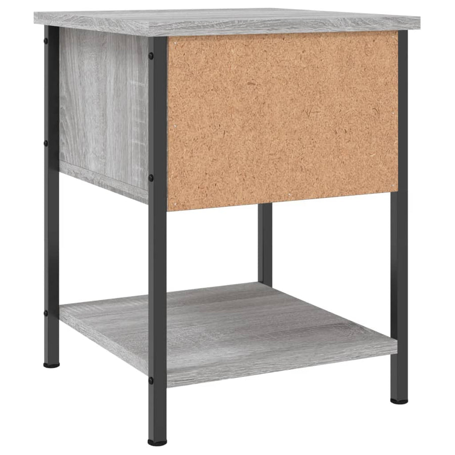 Nachtkastje 34X35,5X45 Cm Bewerkt Hout Eikenkleur 1 Grijs sonoma