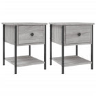 Nachtkastjes 2 stuks 34x35,5x45 cm bewerkt hout grijs