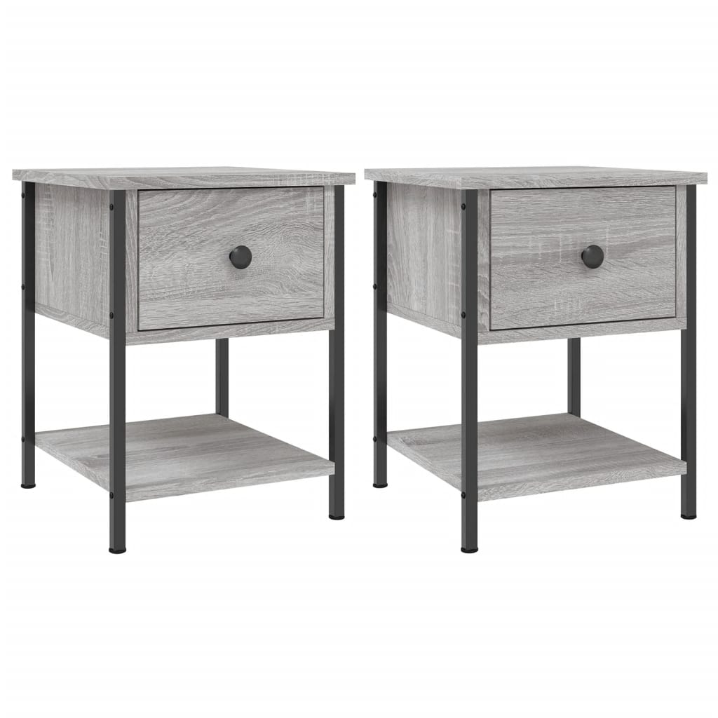 Nachtkastjes 34X35,5X45 Cm Bewerkt Hout Eiken 2 Grijs sonoma