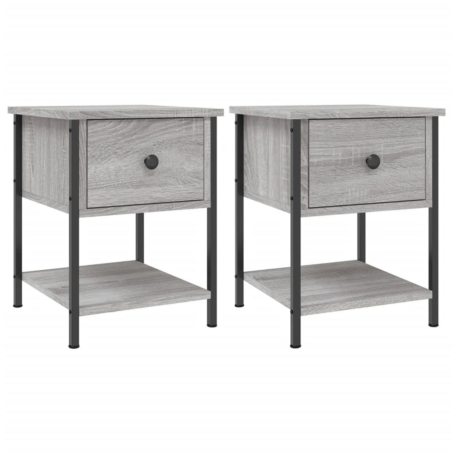Nachtkastjes 34X35,5X45 Cm Bewerkt Hout Eiken 2 Grijs sonoma