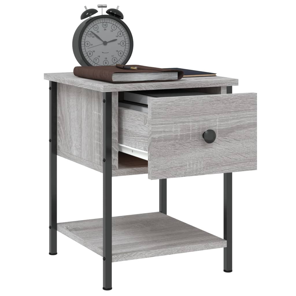 Nachtkastjes 34X35,5X45 Cm Bewerkt Hout Eiken 2 Grijs sonoma