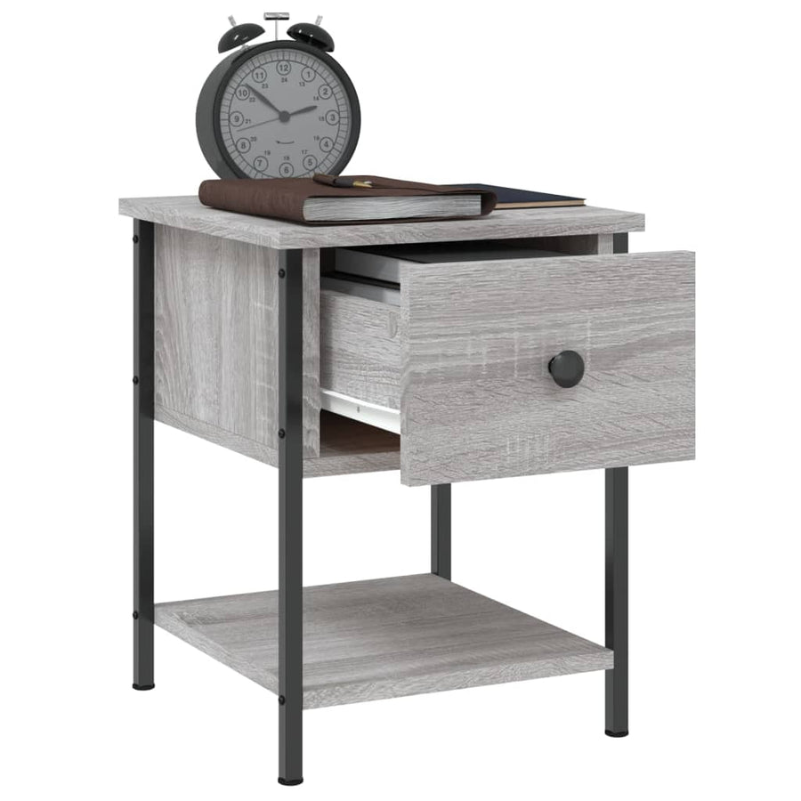 Nachtkastjes 34X35,5X45 Cm Bewerkt Hout Eiken 2 Grijs sonoma