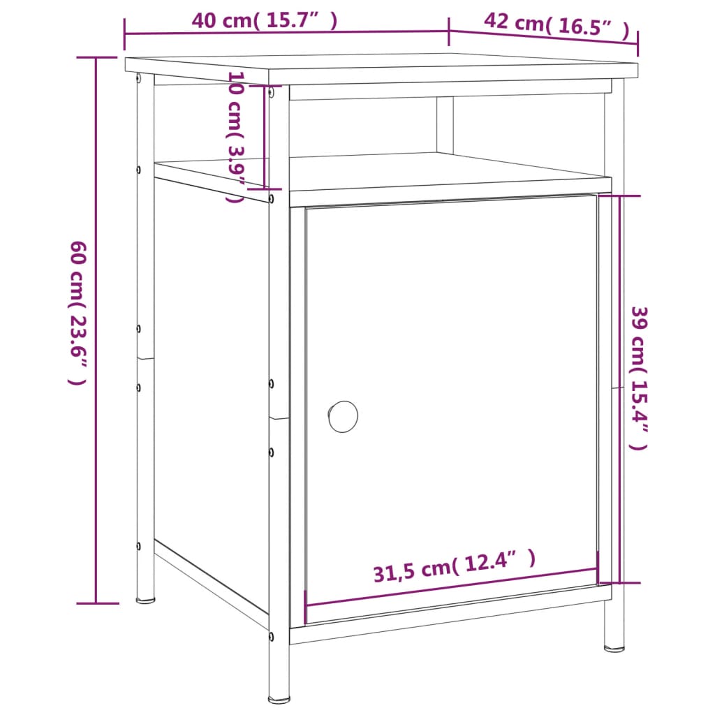 Nachtkastje 40X42X60 Cm Bewerkt Hout Kleurig 1 Sonoma eiken