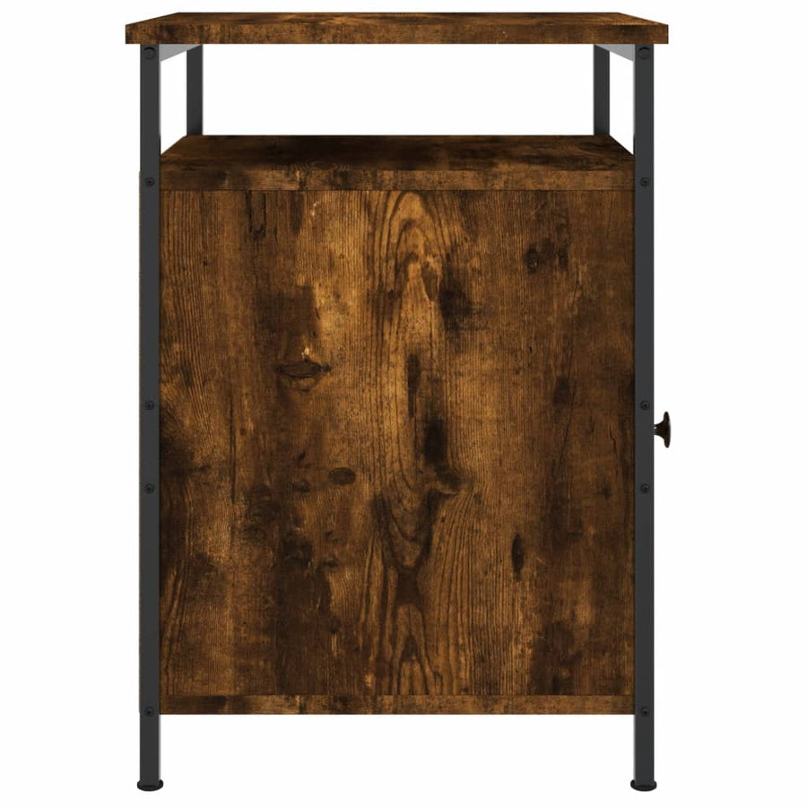 Nachtkastje 40X42X60 Cm Bewerkt Hout Gerookt Eikenkleurig