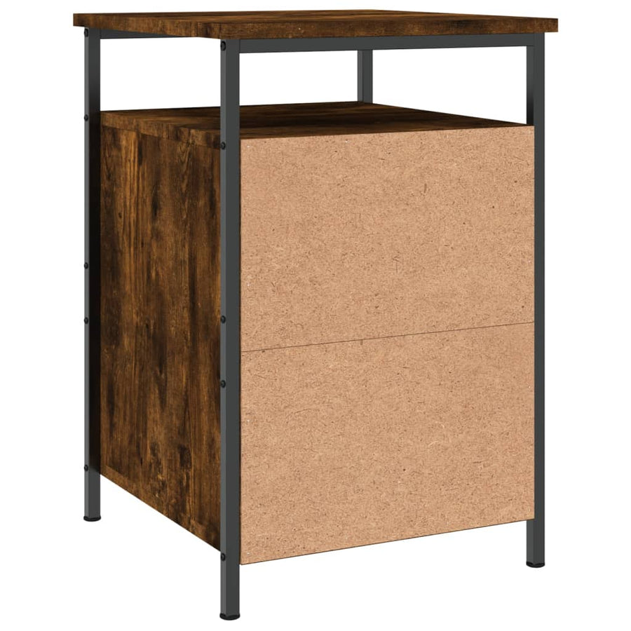 Nachtkastje 40X42X60 Cm Bewerkt Hout Gerookt Eikenkleurig
