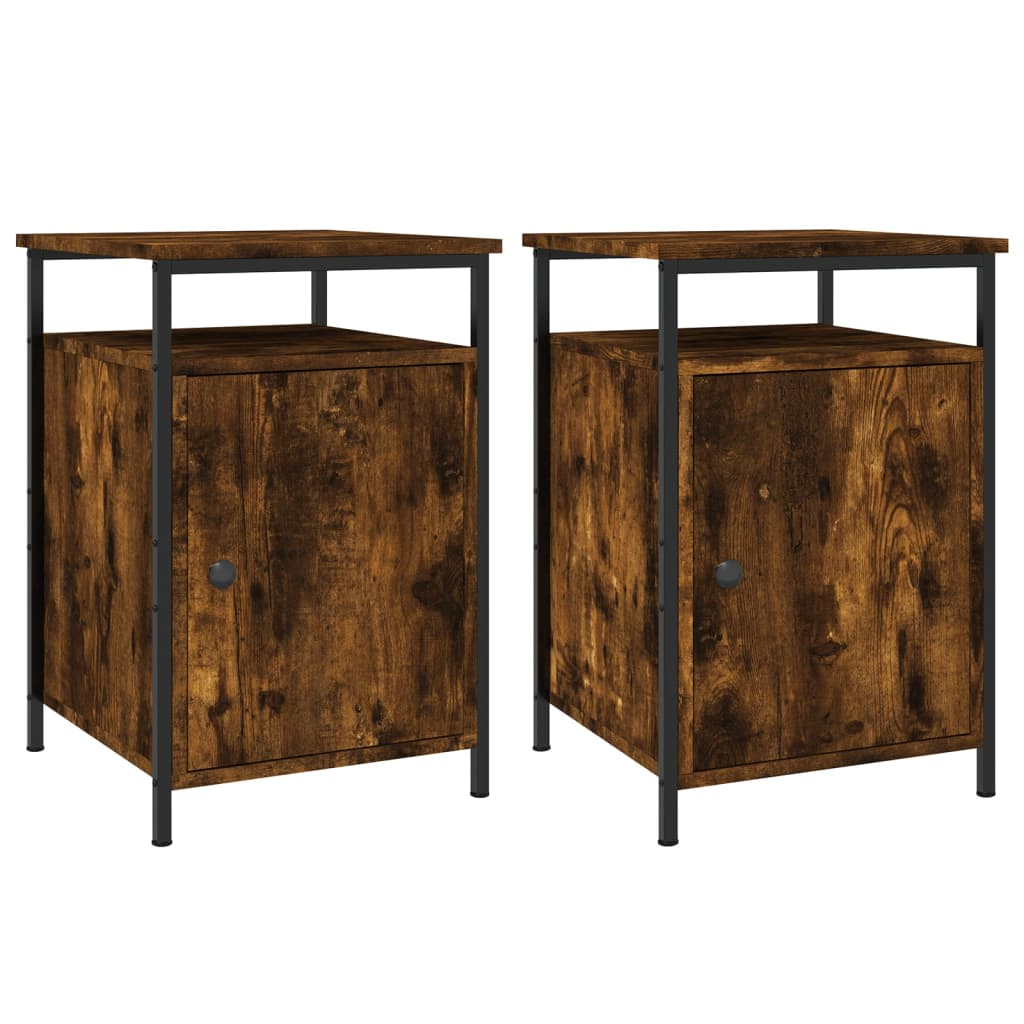 Nachtkastjes 2 St 40X42X60 Cm Bewerkt Hout Gerookt Eikenkleurig