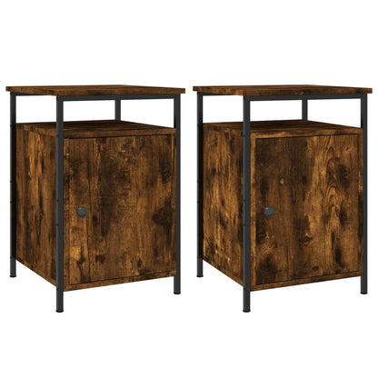 Nachtkastjes 2 St 40X42X60 Cm Bewerkt Hout Gerookt Eikenkleurig