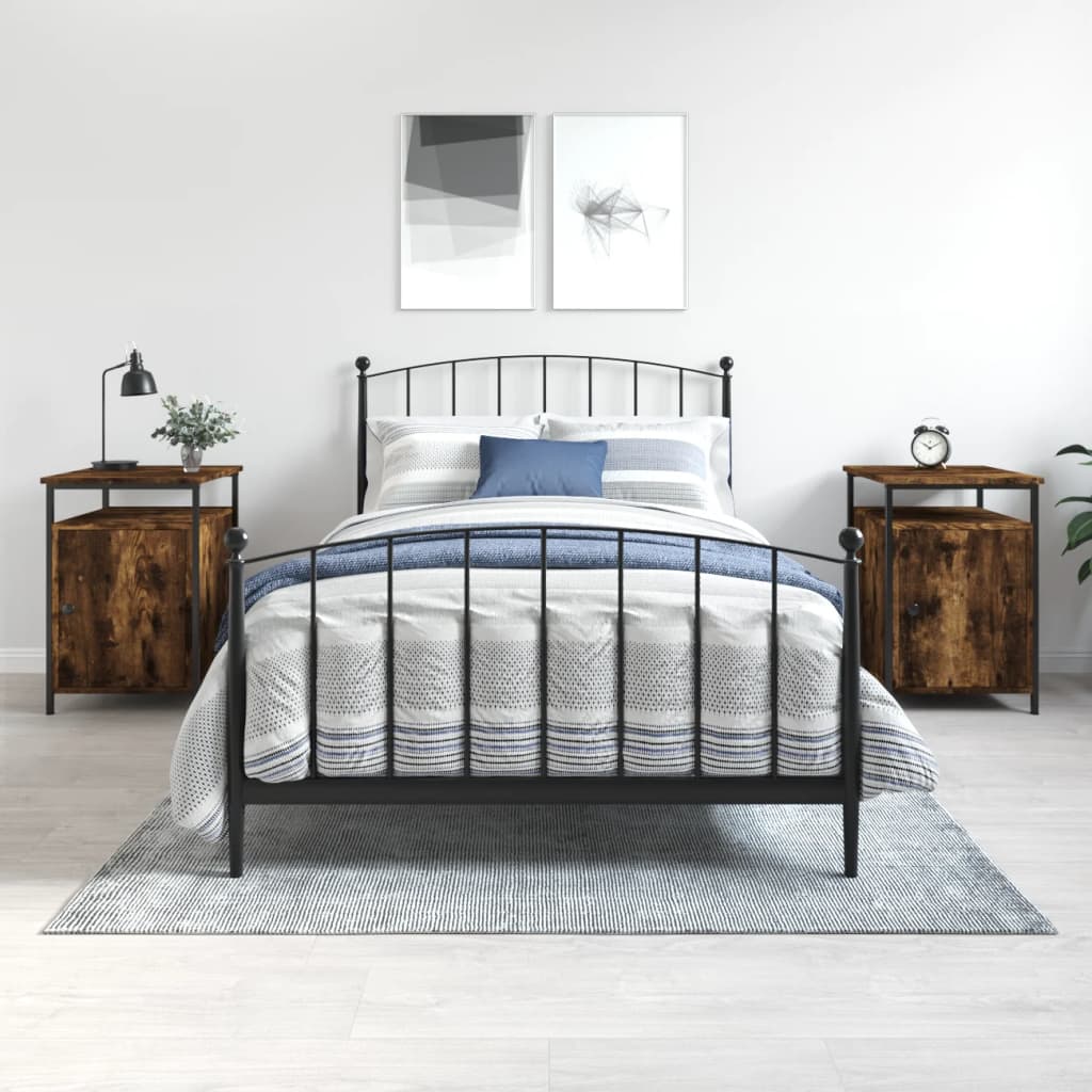 Nachtkastjes 2 St 40X42X60 Cm Bewerkt Hout Gerookt Eikenkleurig