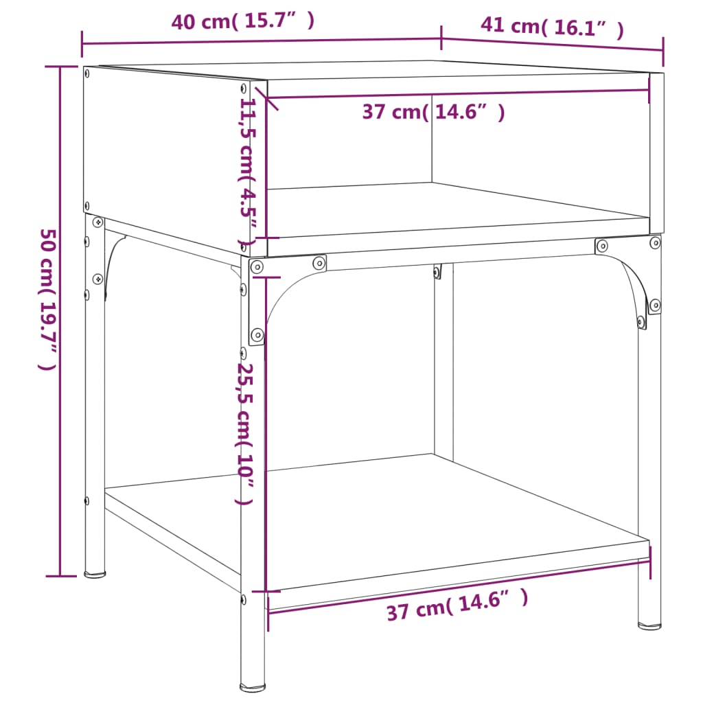 Nachtkastjes 2 St 40X41X50 Cm Bewerkt Hout Zwart