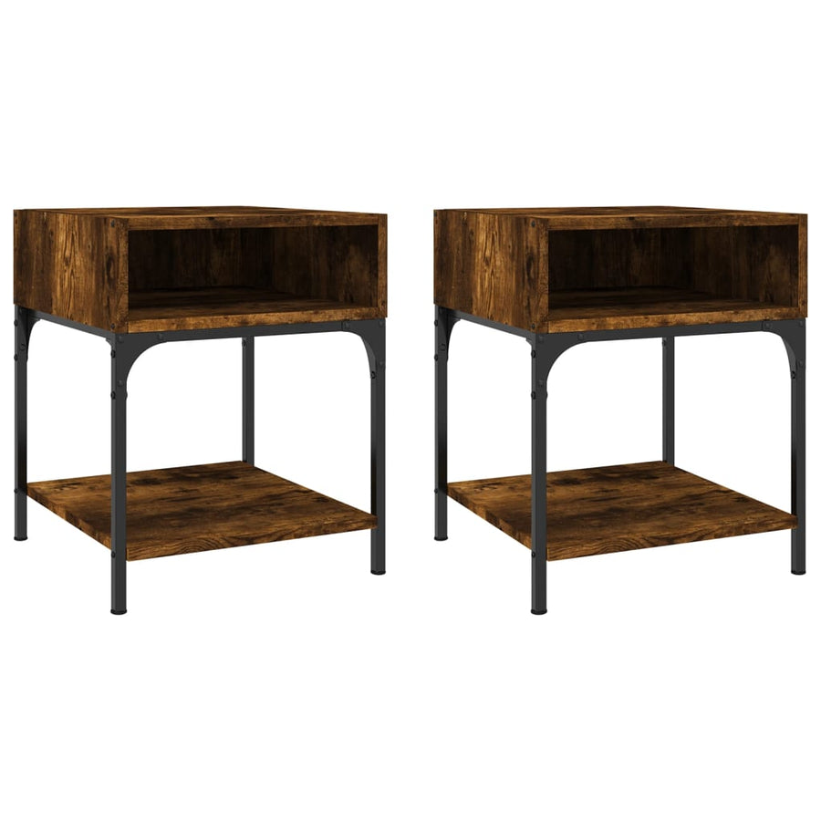 Nachtkastjes 2 St 40X41X50 Cm Bewerkt Hout Gerookt Eikenkleurig
