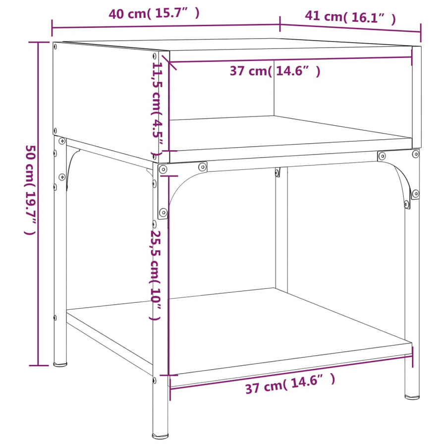Nachtkastjes 2 St 40X41X50 Cm Bewerkt Hout Gerookt Eikenkleurig