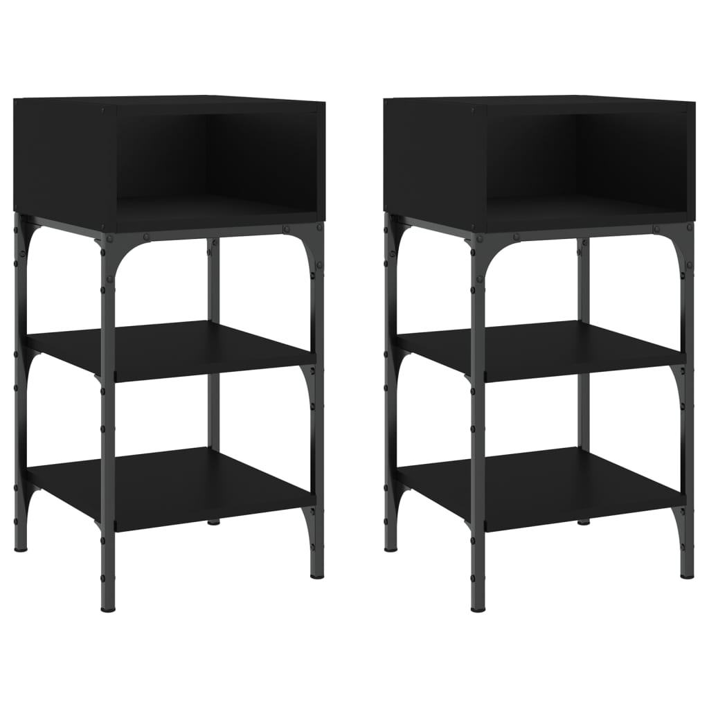 Nachtkastjes 2 St 35X34,5X70 Cm Bewerkt Hout Zwart