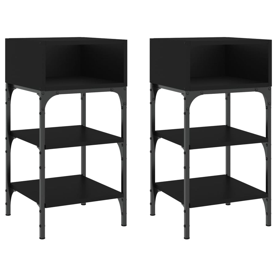 Nachtkastjes 2 St 35X34,5X70 Cm Bewerkt Hout Zwart