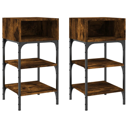 Nachtkastjes 2 St 35X34,5X70 Cm Bewerkt Hout Gerookt Eikenkleur