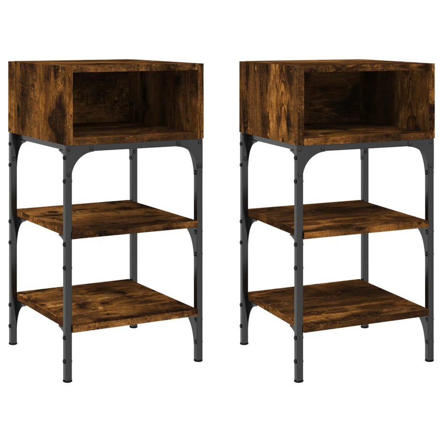Nachtkastjes 2 St 35X34,5X70 Cm Bewerkt Hout Gerookt Eikenkleur