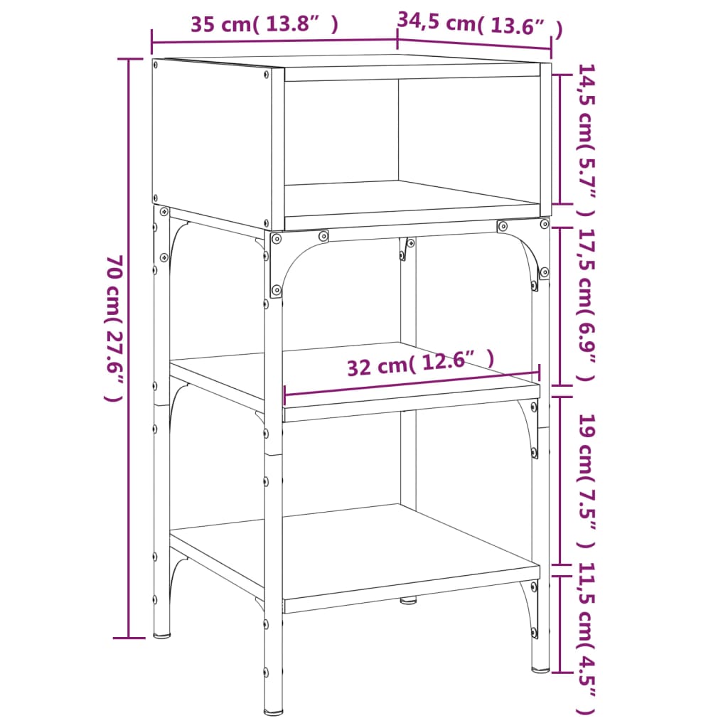 Nachtkastjes 2 St 35X34,5X70 Cm Bewerkt Hout Gerookt Eikenkleur