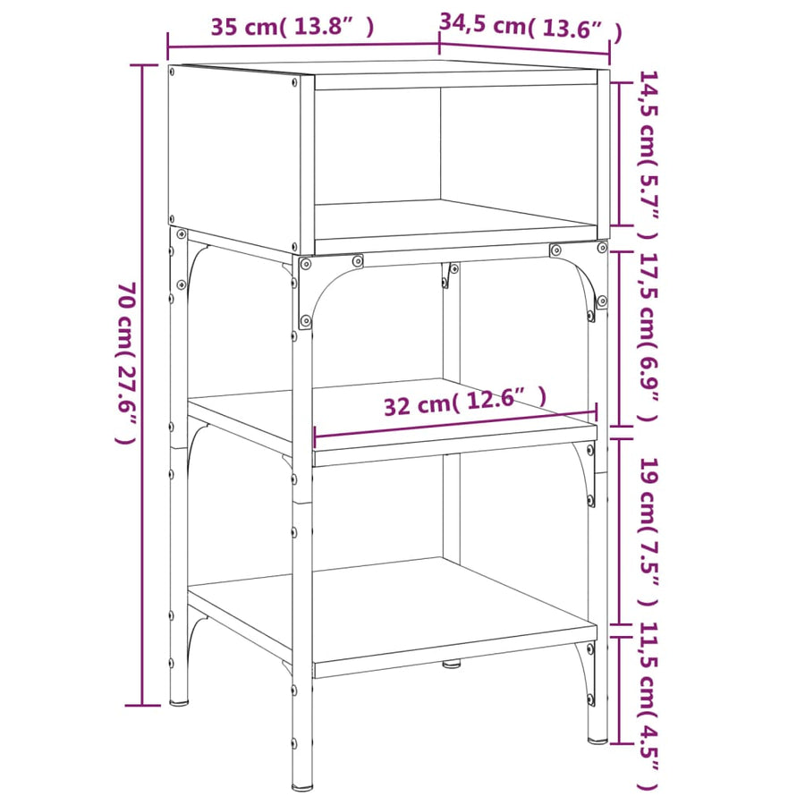 Nachtkastjes 2 St 35X34,5X70 Cm Bewerkt Hout Gerookt Eikenkleur