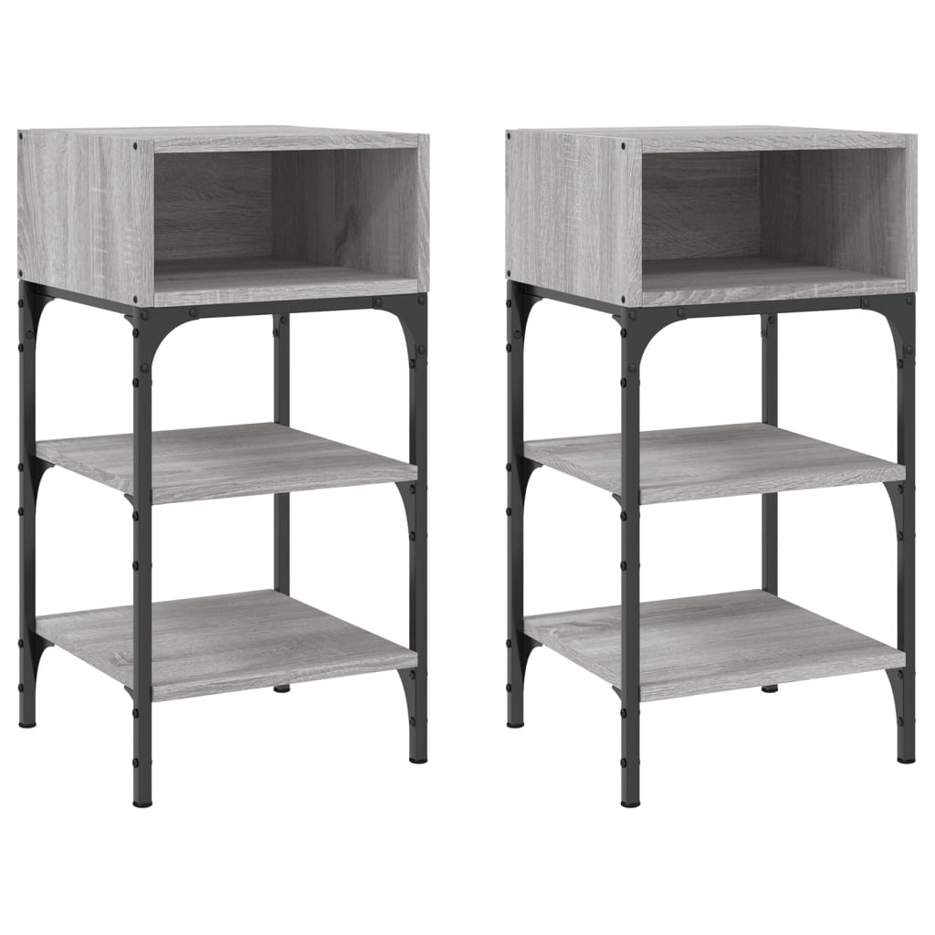 Nachtkastjes 2 St 35X34,5X70 Cm Bewerkt Hout Grijs Sonoma Eiken