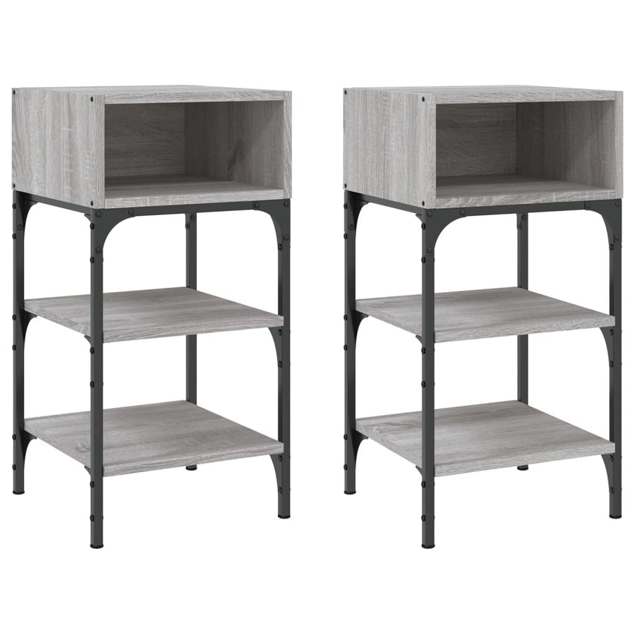Nachtkastjes 2 St 35X34,5X70 Cm Bewerkt Hout Grijs Sonoma Eiken