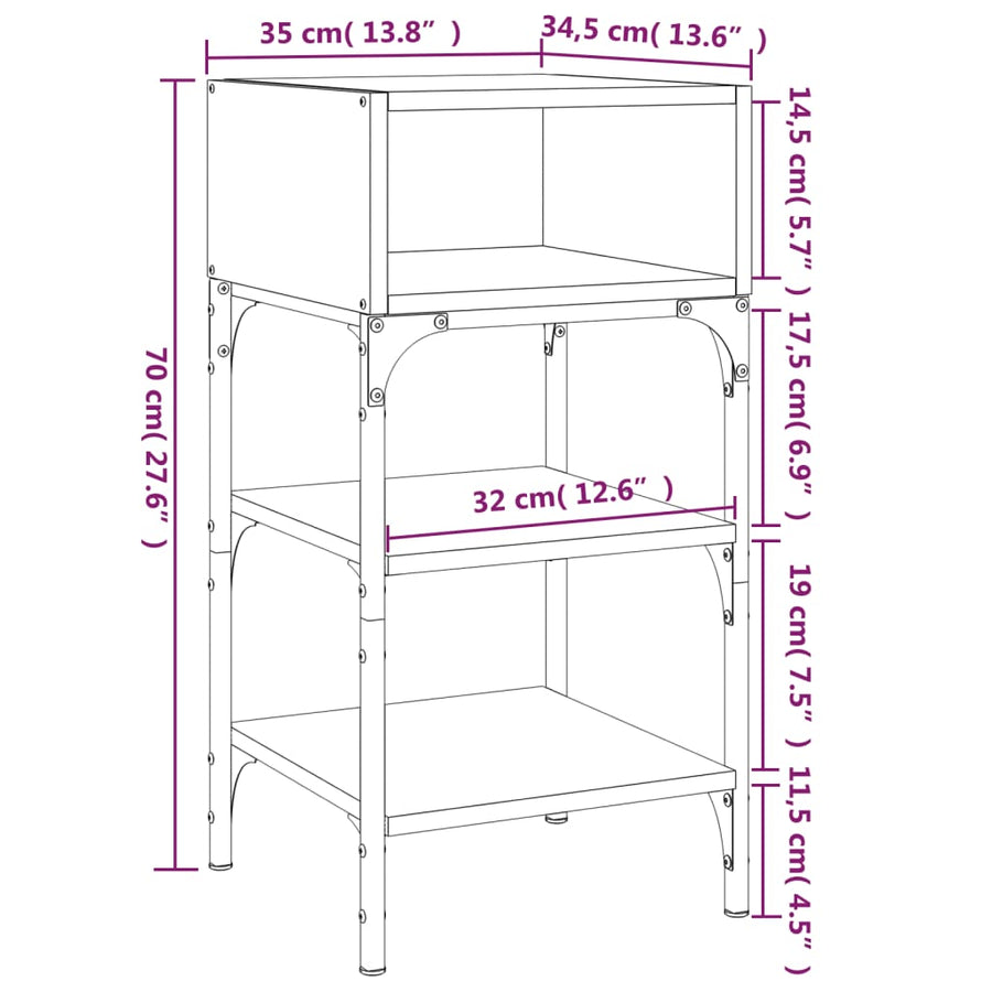 Nachtkastjes 2 St 35X34,5X70 Cm Bewerkt Hout Bruin Eikenkleur