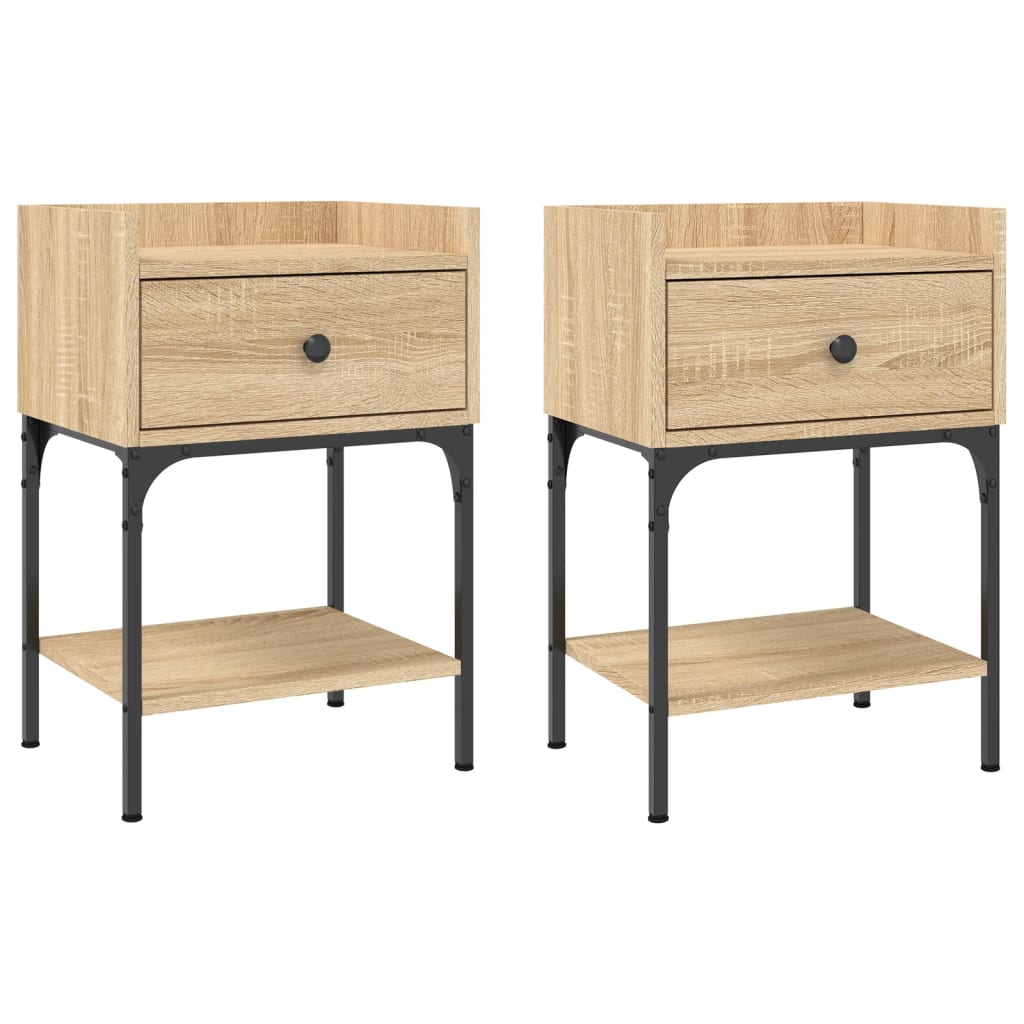 Nachtkastjes 2 st 40,5x31x60 cm bewerkt hout sonoma eikenkleur