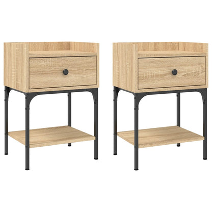Nachtkastjes 2 st 40,5x31x60 cm bewerkt hout sonoma eikenkleur