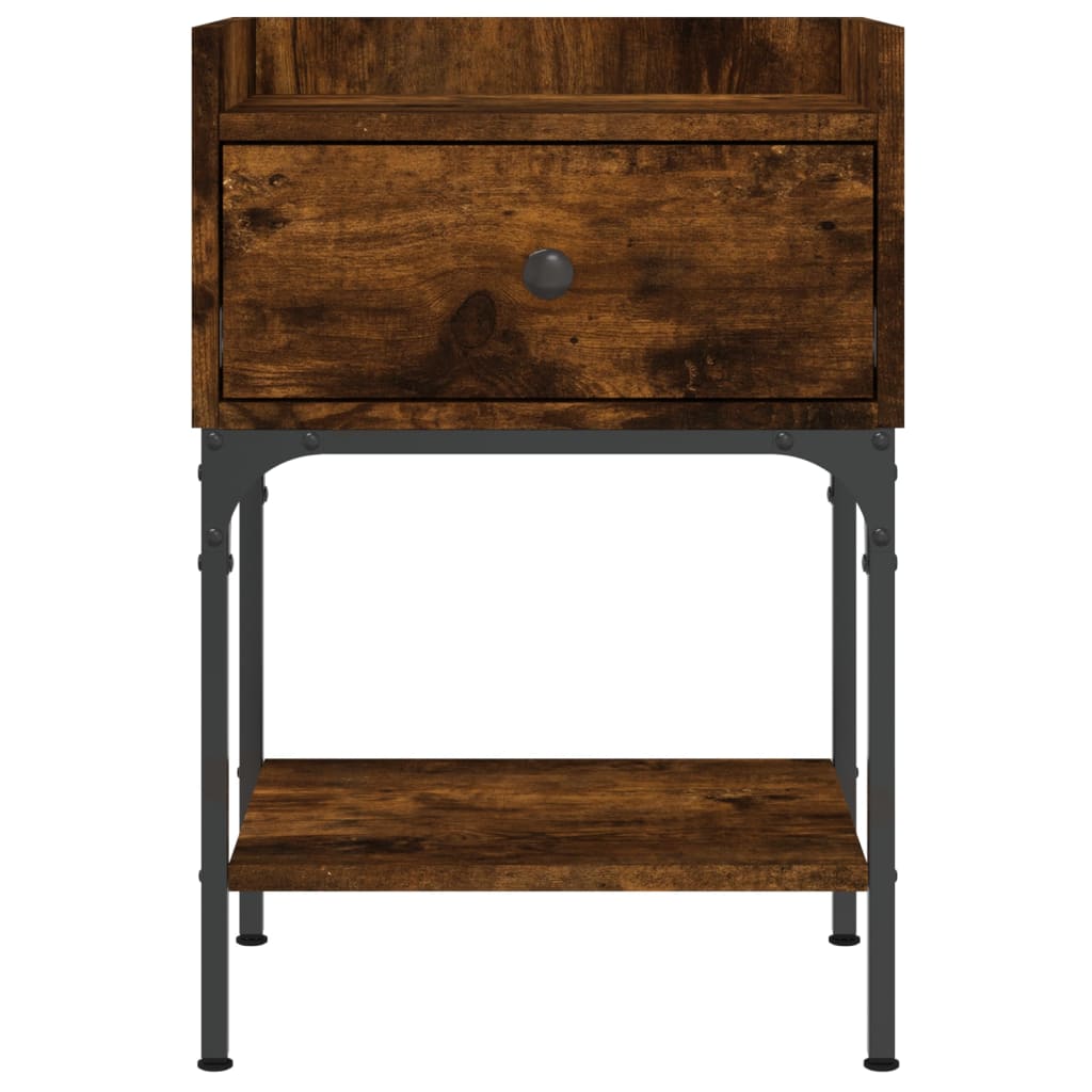 Nachtkastje 40,5X3X60 Cm Bewerkt Hout Kleurig 1 Gerookt eiken