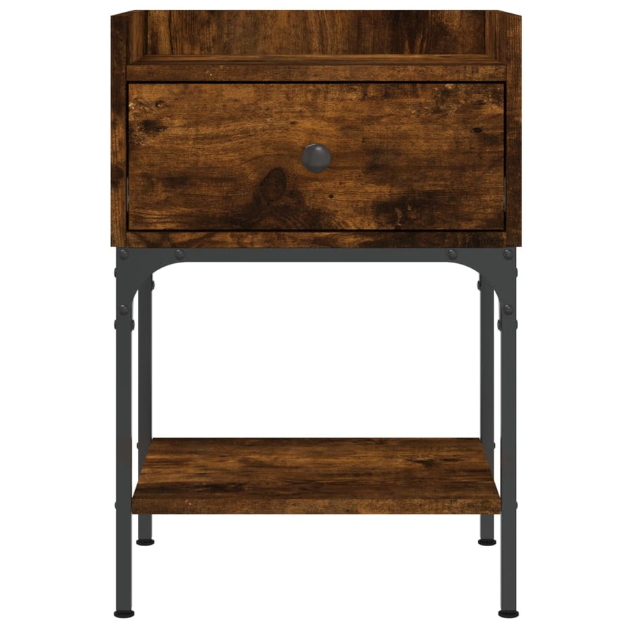 Nachtkastje 40,5X3X60 Cm Bewerkt Hout Kleurig 1 Gerookt eiken