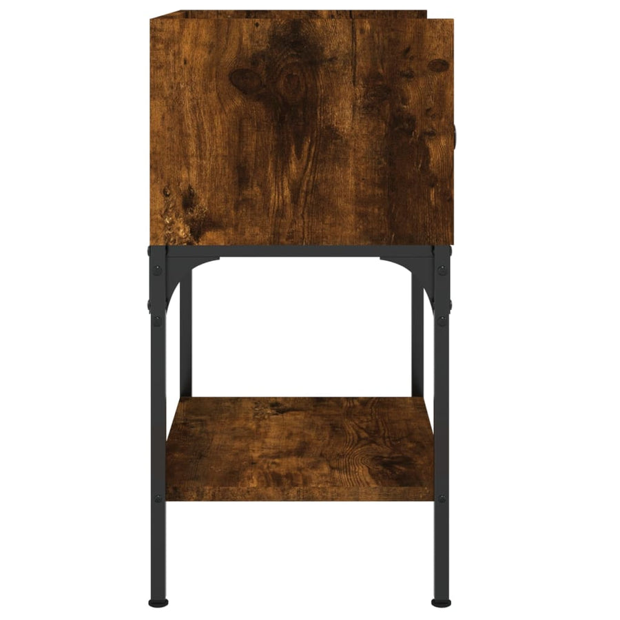 Nachtkastje 40,5X3X60 Cm Bewerkt Hout Kleurig 1 Gerookt eiken