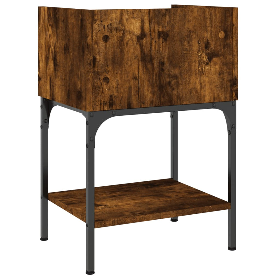Nachtkastje 40,5X3X60 Cm Bewerkt Hout Kleurig 1 Gerookt eiken