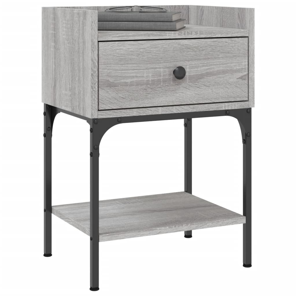 Nachtkastje 40,5x31x60 cm bewerkt hout grijs sonoma