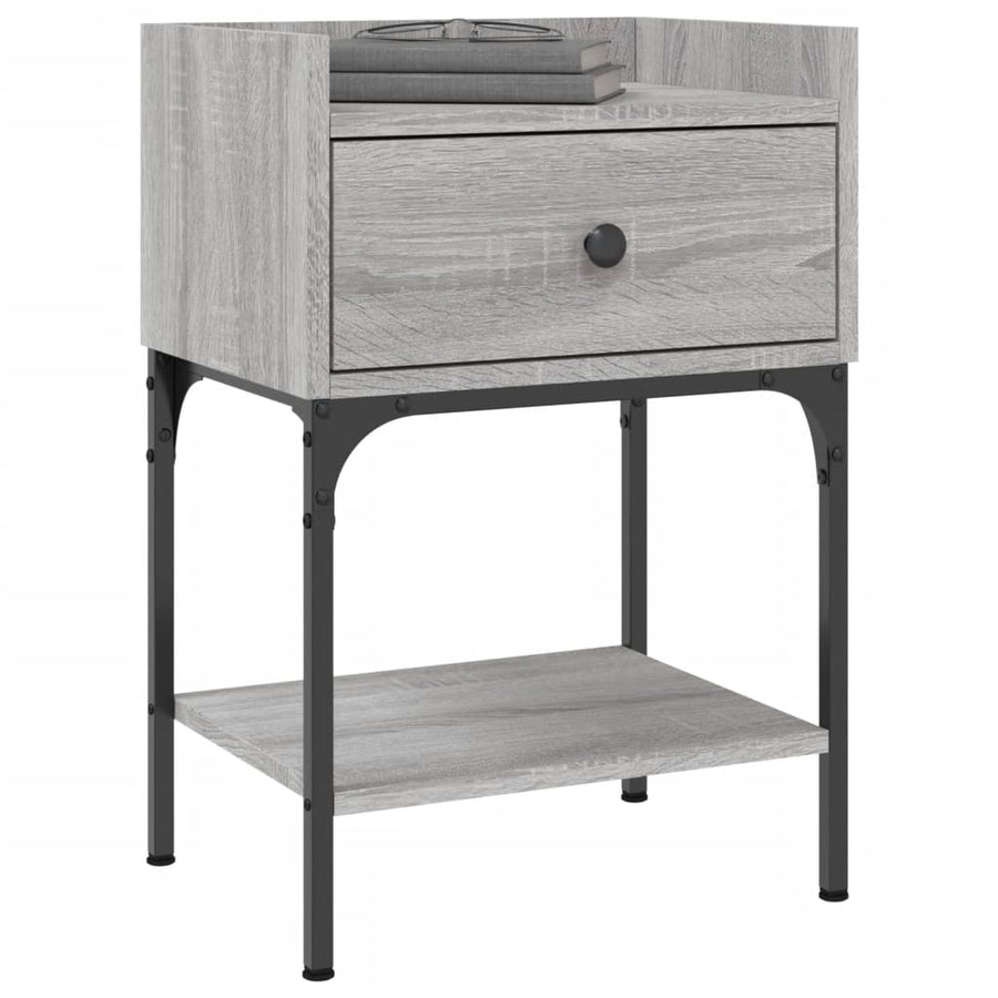 Nachtkastje 40,5x31x60 cm bewerkt hout grijs sonoma