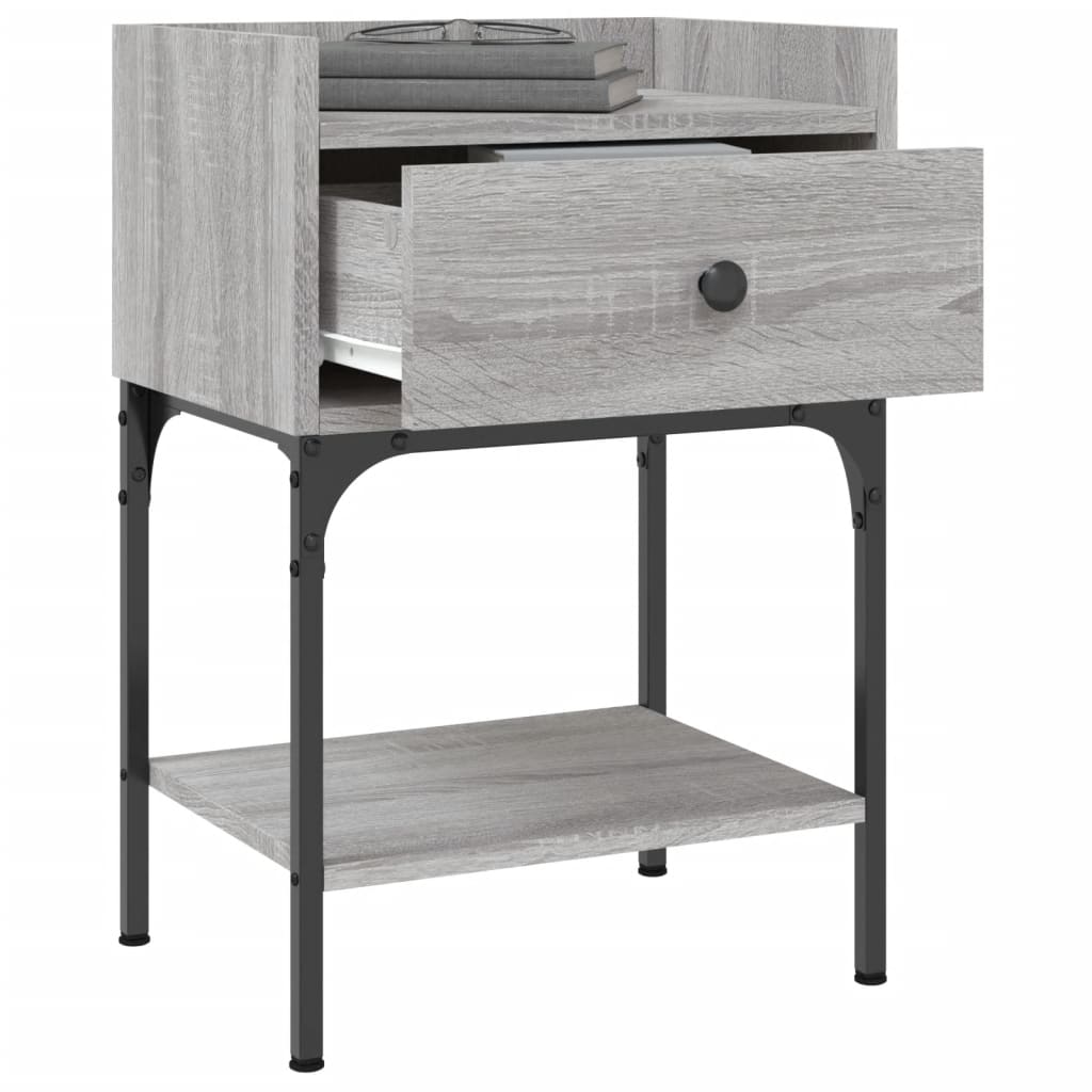 Nachtkastje 40,5x31x60 cm bewerkt hout grijs sonoma