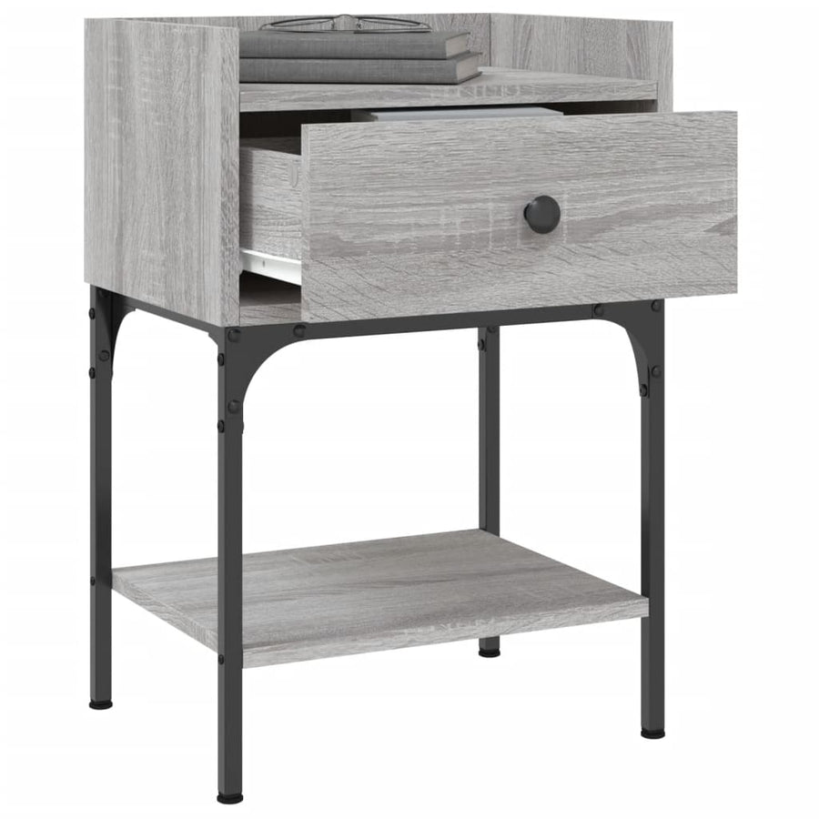 Nachtkastje 40,5x31x60 cm bewerkt hout grijs sonoma