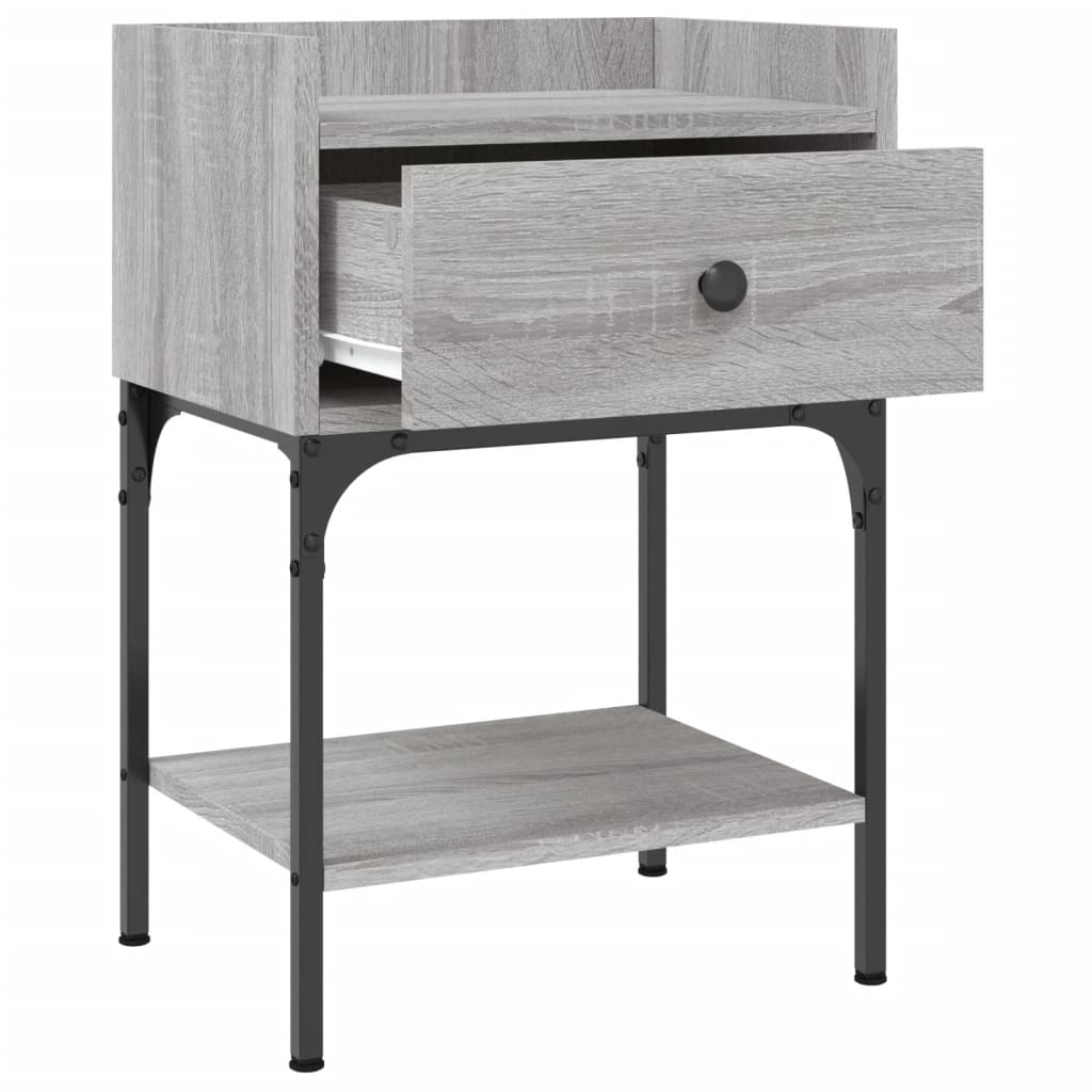 Nachtkastje 40,5x31x60 cm bewerkt hout grijs sonoma
