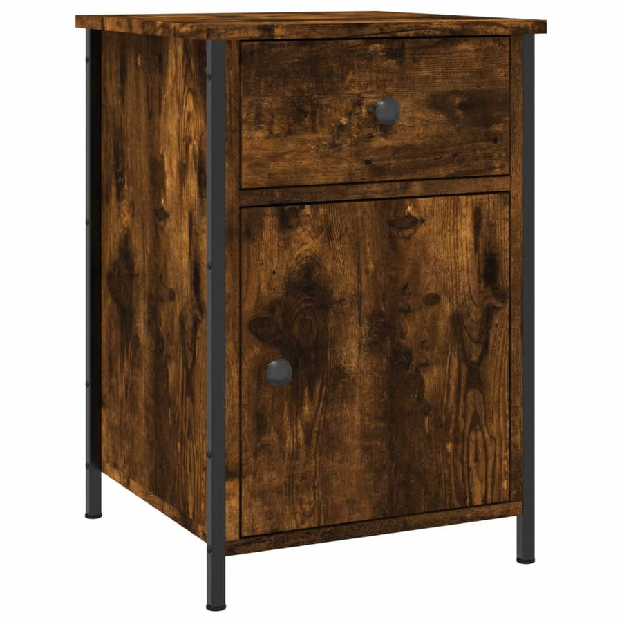 Nachtkastje 40X42X60 Cm Bewerkt Hout Gerookt Eikenkleurig