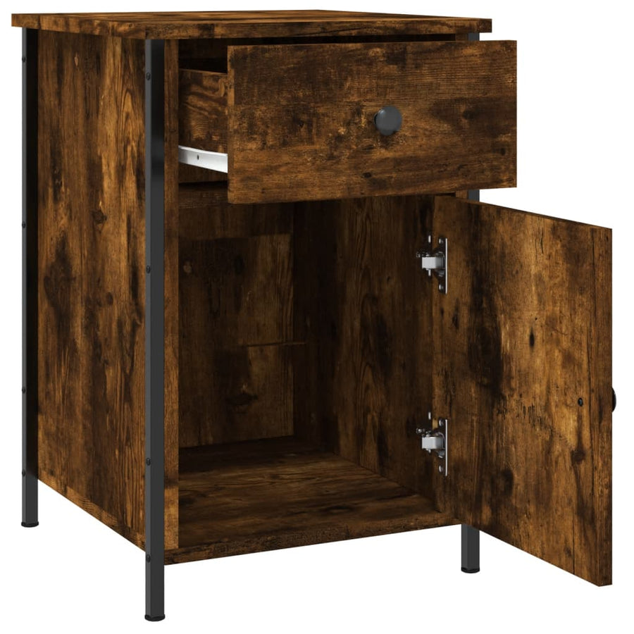 Nachtkastje 40X42X60 Cm Bewerkt Hout Gerookt Eikenkleurig