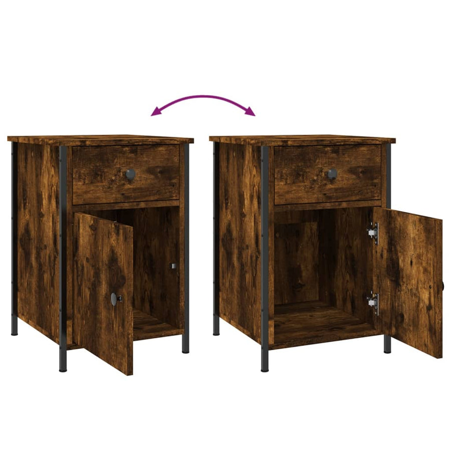Nachtkastje 40X42X60 Cm Bewerkt Hout Gerookt Eikenkleurig